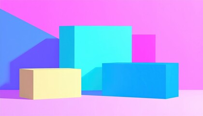 Obraz premium Colorful Pastel Cubes Abstract Background Ideal for Product Displays and Modern Designs