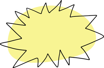 explosion hand drawn with black curved outline with a yellow rounded background