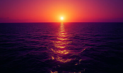 Vibrant Sunset Over Calm Ocean Water