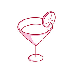 Simple Shading Line Martini Glass Wedding Illustration
