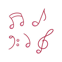 Simple Shading Line Music Notes Wedding Illustration