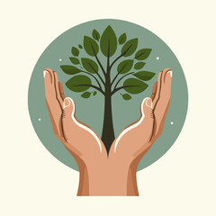 nature and tree saving concept vector illustration
