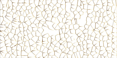 white Broken Stained Glass Background with golden lines. Broken glass effect texture vector design .Geometric Irregular Shapes, 3D Shadow Effect, .Multicolored geometric wattled mosaic pattern .