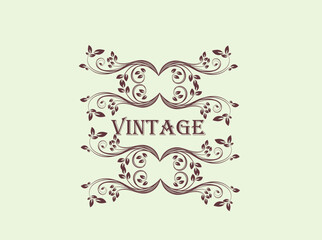 Elegant Vintage Floral Design Element for Wedding Invitations or Branding