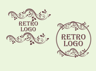 Elegant Retro Logo Design with Floral Swirls and Vintage Typography
