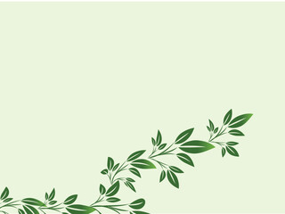 Elegant Green Leaf Branch Corner Design for Spring or Summer