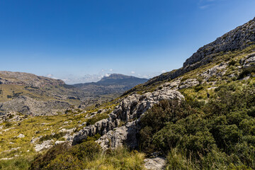 The Spanish island of Mallorca - beautiful views of green mountains, cliffs, the Mediterranean Sea...
