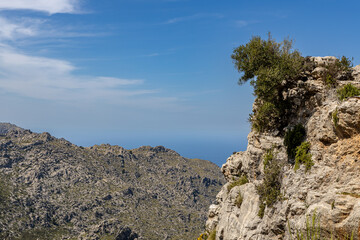 The Spanish island of Mallorca - beautiful views of green mountains, cliffs, the Mediterranean Sea...