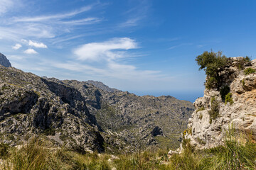 The Spanish island of Mallorca - beautiful views of green mountains, cliffs, the Mediterranean Sea...
