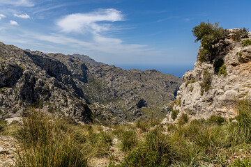 The Spanish island of Mallorca - beautiful views of green mountains, cliffs, the Mediterranean Sea...