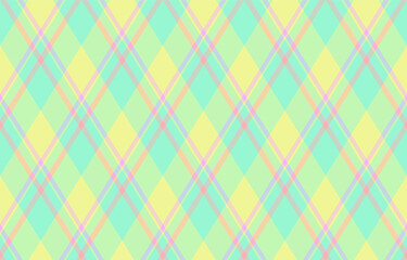 Argyle pattern of geometric rhombus. Harlequin check wallpaper design. Classic diamond shaped textile material for web background, print fabric clothing, sweater, wrapping paper, gift card, invitation