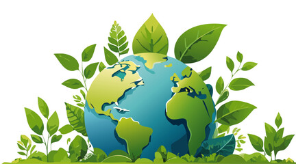 Earth Illustration Global Warming And Climate Change Eco Green Plant Vector Logo Design Graphic