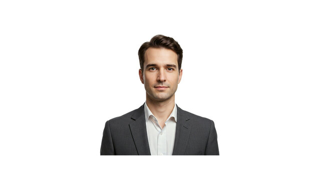 Professional headshot of a businessman in suit for corporate website and linkedin profile picture design ideas on transparent background