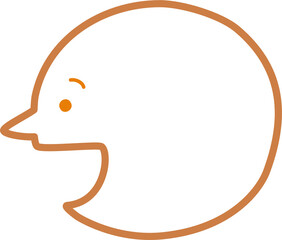 Naklejka premium cute doodle minimal hand draw speech bubble balloon orange color with facial expression, text box think speak talk banner, flat design png illustration