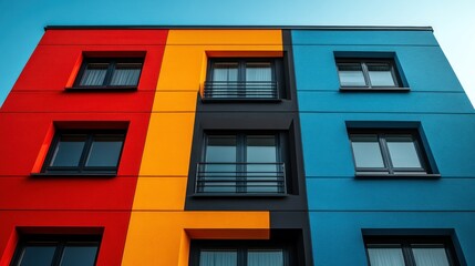 Fototapeta premium Vibrant multi-colored apartment building facade