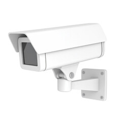 White Security Camera on Transparent Background.
