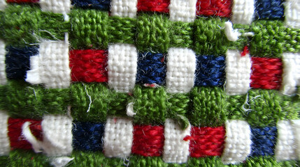 weave pattern with frayed edges and mixed fibers