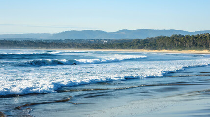 Obraz premium Breathtaking Scenery: White Waves Painting the Sea - A Captivating Visual Treat