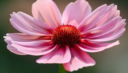 Fototapeta premium a pink flower with a red center is the main focus of the image