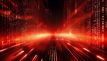 a vibrant abstract digital matrix background featuring flowing red binary code ideal for commercial projects proposals or modern designs requiring a tech inspired aesthetic