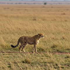 Naklejka premium Cheetah in the African Savanna: Majestic Wildlife Photography