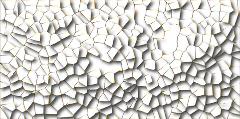 Fototapeta premium white Broken Stained Glass Background with black lines. Broken glass effect texture vector design .Geometric Irregular Shapes, 3D Shadow Effect, .Multicolored geometric wattled mosaic pattern .