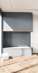 Gray blue Big living area in luxury room modern style decoration.3D rendering