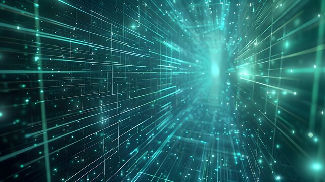 Digital Matrix: A futuristic abstract background with a digital matrix of glowing lines and grids. 
