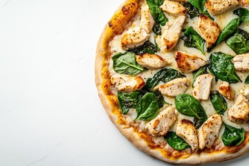 Delicious chicken and spinach pizza