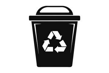 Black container showing a recycling symbol conveys environmental consciousness and sustainable waste management efforts