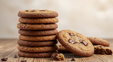 Stack of chocolate chip cookies