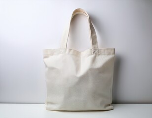 cotton canvas tote bag mockup blank and plain white background product photography no text or logo on the front of it