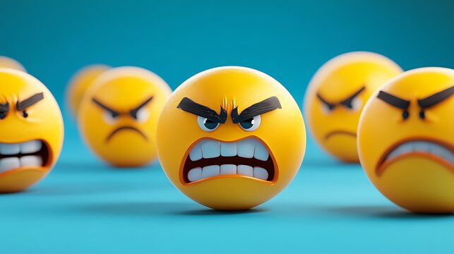 Several yellow emoji expressions demonstrate feelings of great frustration