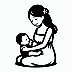 illustration of mother and baby