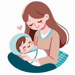 illustration of mother and baby
