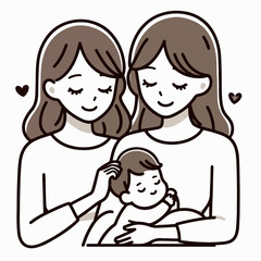 illustration of mother and baby