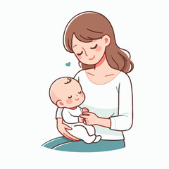 illustration of mother and baby