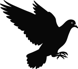 Pigeon Landing with Wings Open Silhouette Vector