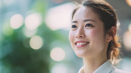 Obraz premium 柔らかな光の中で輝くナチュラルスマイル