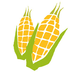 スタンプ風のレトロなとうもろこしのイラスト