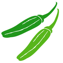 シンプルな版画風ししとうのイラスト