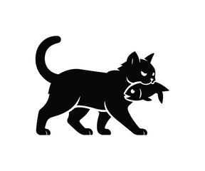 Obraz premium Cat with fish vector