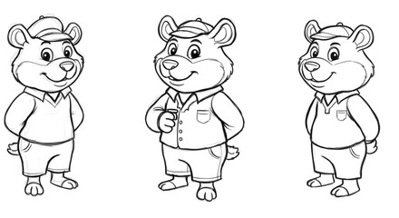 Obraz premium Adorable Cartoon Bear Character Designs Three Poses for Your Project