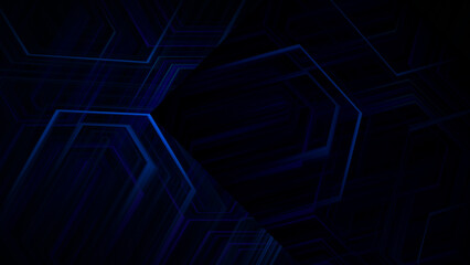 Abstract Blue Geometric Design with Overlapping Hexagonal Patterns