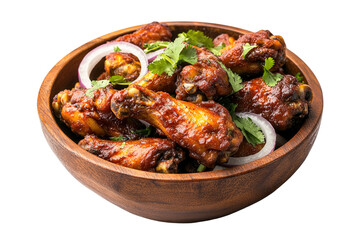 Fototapeta premium Chicken leg / drumstick curry or Murg Tangri/tangdi masala. Served in a bowl over moody background. Selective focus