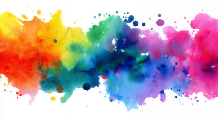Fototapeta premium horizontal watercolor background with soft pastel gradient, artistic abstract paint texture with brush strokes and pigment splash for design and graphics
