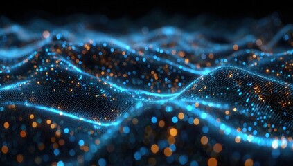 Abstract Background with Blue and Orange Glowing Waves Creating a Dynamic and Stunning Visual Composition for Digital Concepts