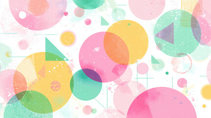 パステルカラーの幾何学模様が並ぶやわらかなデザイン背景