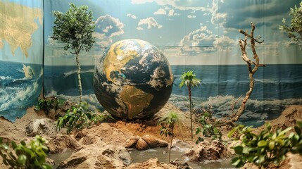 Earth model on a simulated island landscape