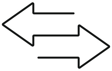 Transfer arrows outline icon isolated on white background.